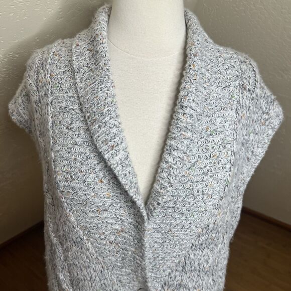 Chicos Sleeveless Cardigan Womens 3 XL Gray Metallic Shawl Collar Button Down - Picture 3 of 8